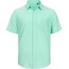 imageJVER Mens Cotton Linen Short Sleeve Shirts Casual Lightweight Button Down Shirts Vacation Beach Summer Tops with PocketMint Green