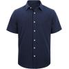 imageJVER Mens Cotton Linen Short Sleeve Shirts Casual Lightweight Button Down Shirts Vacation Beach Summer Tops with PocketNavy Blue