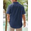 imageJVER Mens Cotton Linen Short Sleeve Shirts Casual Lightweight Button Down Shirts Vacation Beach Summer Tops with PocketNavy Blue
