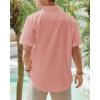 imageJVER Mens Cotton Linen Short Sleeve Shirts Casual Lightweight Button Down Shirts Vacation Beach Summer Tops with PocketPeach
