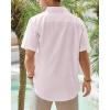 imageJVER Mens Cotton Linen Short Sleeve Shirts Casual Lightweight Button Down Shirts Vacation Beach Summer Tops with PocketPink