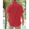 imageJVER Mens Cotton Linen Short Sleeve Shirts Casual Lightweight Button Down Shirts Vacation Beach Summer Tops with PocketRed