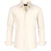 imageJVER Mens Dress Shirts Stretch Stain Shield Long Sleeve Solid Formal Shirt Business Casual Button Down ShirtsBeige