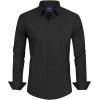 imageJVER Mens Dress Shirts Stretch Stain Shield Long Sleeve Solid Formal Shirt Business Casual Button Down ShirtsBlack