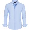 imageJVER Mens Dress Shirts Stretch Stain Shield Long Sleeve Solid Formal Shirt Business Casual Button Down ShirtsBlue