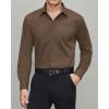 imageJVER Mens Dress Shirts Stretch Stain Shield Long Sleeve Solid Formal Shirt Business Casual Button Down ShirtsBrown