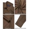 imageJVER Mens Dress Shirts Stretch Stain Shield Long Sleeve Solid Formal Shirt Business Casual Button Down ShirtsBrown