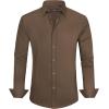 imageJVER Mens Dress Shirts Stretch Stain Shield Long Sleeve Solid Formal Shirt Business Casual Button Down ShirtsBrown
