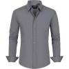 imageJVER Mens Dress Shirts Stretch Stain Shield Long Sleeve Solid Formal Shirt Business Casual Button Down ShirtsGrey
