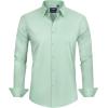 imageJVER Mens Dress Shirts Stretch Stain Shield Long Sleeve Solid Formal Shirt Business Casual Button Down ShirtsLight Green