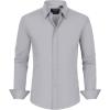 imageJVER Mens Dress Shirts Stretch Stain Shield Long Sleeve Solid Formal Shirt Business Casual Button Down ShirtsLight Grey