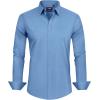 imageJVER Mens Dress Shirts Stretch Stain Shield Long Sleeve Solid Formal Shirt Business Casual Button Down ShirtsMist Blue