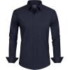 imageJVER Mens Dress Shirts Stretch Stain Shield Long Sleeve Solid Formal Shirt Business Casual Button Down ShirtsNavy Blue