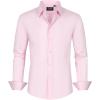 imageJVER Mens Dress Shirts Stretch Stain Shield Long Sleeve Solid Formal Shirt Business Casual Button Down ShirtsPink