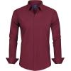 imageJVER Mens Dress Shirts Stretch Stain Shield Long Sleeve Solid Formal Shirt Business Casual Button Down ShirtsWine Red