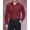 imageJVER Mens Dress Shirts Stretch Stain Shield Long Sleeve Solid Formal Shirt Business Casual Button Down ShirtsWine Red