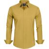 imageJVER Mens Dress Shirts Stretch Stain Shield Long Sleeve Solid Formal Shirt Business Casual Button Down ShirtsYellow