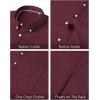 imageJVER Mens Oxford Shirt Solid Casual Button Down Collar Shirts Long Sleeve Dress Shirts with PocketBurgundy