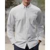 imageJVER Mens Oxford Shirt Solid Casual Button Down Collar Shirts Long Sleeve Dress Shirts with PocketGrey