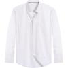 imageJVER Mens Oxford Shirt Solid Casual Button Down Collar Shirts Long Sleeve Dress Shirts with PocketWhite