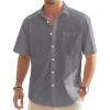 imageJVER Mens Cotton Linen Short Sleeve Shirts Casual Lightweight Button Down Shirts Vacation Beach Summer Tops with PocketDark Grey