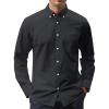 imageJVER Mens Oxford Shirt Solid Casual Button Down Collar Shirts Long Sleeve Dress Shirts with PocketBlakc