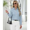 imageJVER Button Down Shirts for Women Stretch Collared Cotton Long Sleeve Dress Shirt Business Casual Blouse for WorkAiry Blue