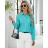 imageJVER Button Down Shirts for Women Stretch Collared Cotton Long Sleeve Dress Shirt Business Casual Blouse for WorkAqua Blue