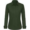 imageJVER Button Down Shirts for Women Stretch Collared Cotton Long Sleeve Dress Shirt Business Casual Blouse for WorkArmy Green