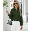 imageJVER Button Down Shirts for Women Stretch Collared Cotton Long Sleeve Dress Shirt Business Casual Blouse for WorkArmy Green