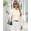 imageJVER Button Down Shirts for Women Stretch Collared Cotton Long Sleeve Dress Shirt Business Casual Blouse for WorkBeige