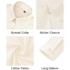 imageJVER Button Down Shirts for Women Stretch Collared Cotton Long Sleeve Dress Shirt Business Casual Blouse for WorkBeige