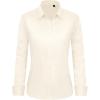 imageJVER Button Down Shirts for Women Stretch Collared Cotton Long Sleeve Dress Shirt Business Casual Blouse for WorkBeige