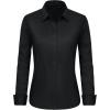 imageJVER Button Down Shirts for Women Stretch Collared Cotton Long Sleeve Dress Shirt Business Casual Blouse for WorkBlack