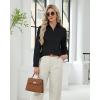 imageJVER Button Down Shirts for Women Stretch Collared Cotton Long Sleeve Dress Shirt Business Casual Blouse for WorkBlack