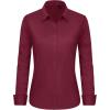 imageJVER Button Down Shirts for Women Stretch Collared Cotton Long Sleeve Dress Shirt Business Casual Blouse for WorkBurgundy