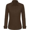 imageJVER Button Down Shirts for Women Stretch Collared Cotton Long Sleeve Dress Shirt Business Casual Blouse for WorkCoffee Brown