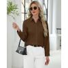 imageJVER Button Down Shirts for Women Stretch Collared Cotton Long Sleeve Dress Shirt Business Casual Blouse for WorkCoffee Brown
