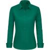 imageJVER Button Down Shirts for Women Stretch Collared Cotton Long Sleeve Dress Shirt Business Casual Blouse for WorkDark Green