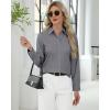 imageJVER Button Down Shirts for Women Stretch Collared Cotton Long Sleeve Dress Shirt Business Casual Blouse for WorkDark Grey