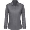 imageJVER Button Down Shirts for Women Stretch Collared Cotton Long Sleeve Dress Shirt Business Casual Blouse for WorkDark Grey