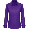 imageJVER Button Down Shirts for Women Stretch Collared Cotton Long Sleeve Dress Shirt Business Casual Blouse for WorkDark Purple