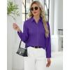 imageJVER Button Down Shirts for Women Stretch Collared Cotton Long Sleeve Dress Shirt Business Casual Blouse for WorkDark Purple