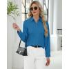 imageJVER Button Down Shirts for Women Stretch Collared Cotton Long Sleeve Dress Shirt Business Casual Blouse for WorkDenim Blue