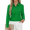 imageJVER Button Down Shirts for Women Stretch Collared Cotton Long Sleeve Dress Shirt Business Casual Blouse for WorkForest Green