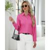 imageJVER Button Down Shirts for Women Stretch Collared Cotton Long Sleeve Dress Shirt Business Casual Blouse for WorkHot Pink