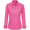 imageJVER Button Down Shirts for Women Stretch Collared Cotton Long Sleeve Dress Shirt Business Casual Blouse for WorkHot Pink