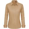 imageJVER Button Down Shirts for Women Stretch Collared Cotton Long Sleeve Dress Shirt Business Casual Blouse for WorkKhaki