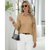 imageJVER Button Down Shirts for Women Stretch Collared Cotton Long Sleeve Dress Shirt Business Casual Blouse for WorkKhaki
