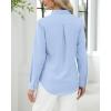 imageJVER Button Down Shirts for Women Stretch Collared Cotton Long Sleeve Dress Shirt Business Casual Blouse for WorkLight Blue